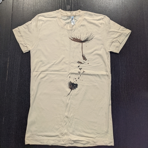 Tee Fury Tops - NEW M Teefury tan T-shirt with astronaut and dandelion